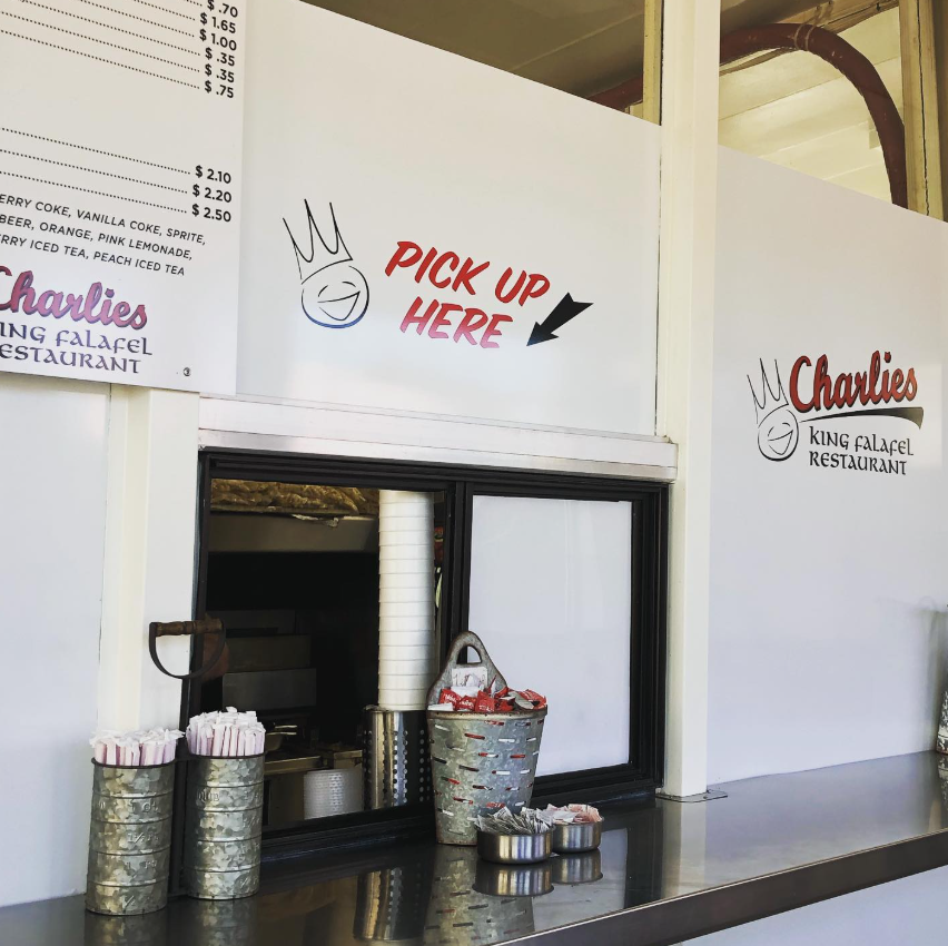 Charlies order window and pickup counter