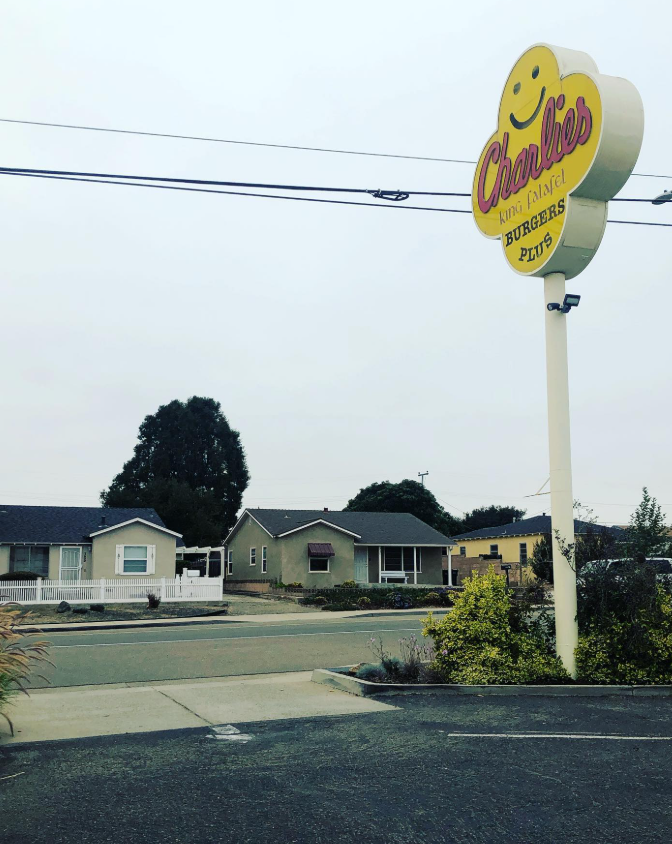 Charlies roadside sign outside the restaurant
