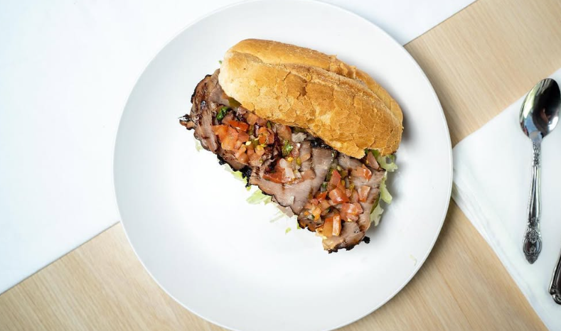 Pastrami sandwich on a plate