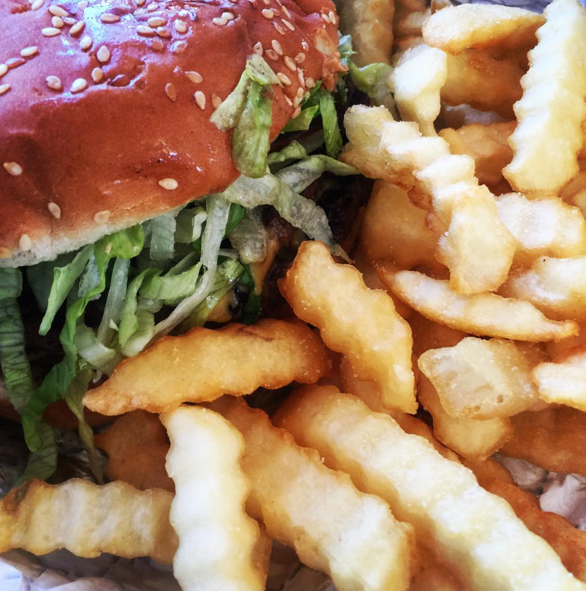Burger and fries close-up